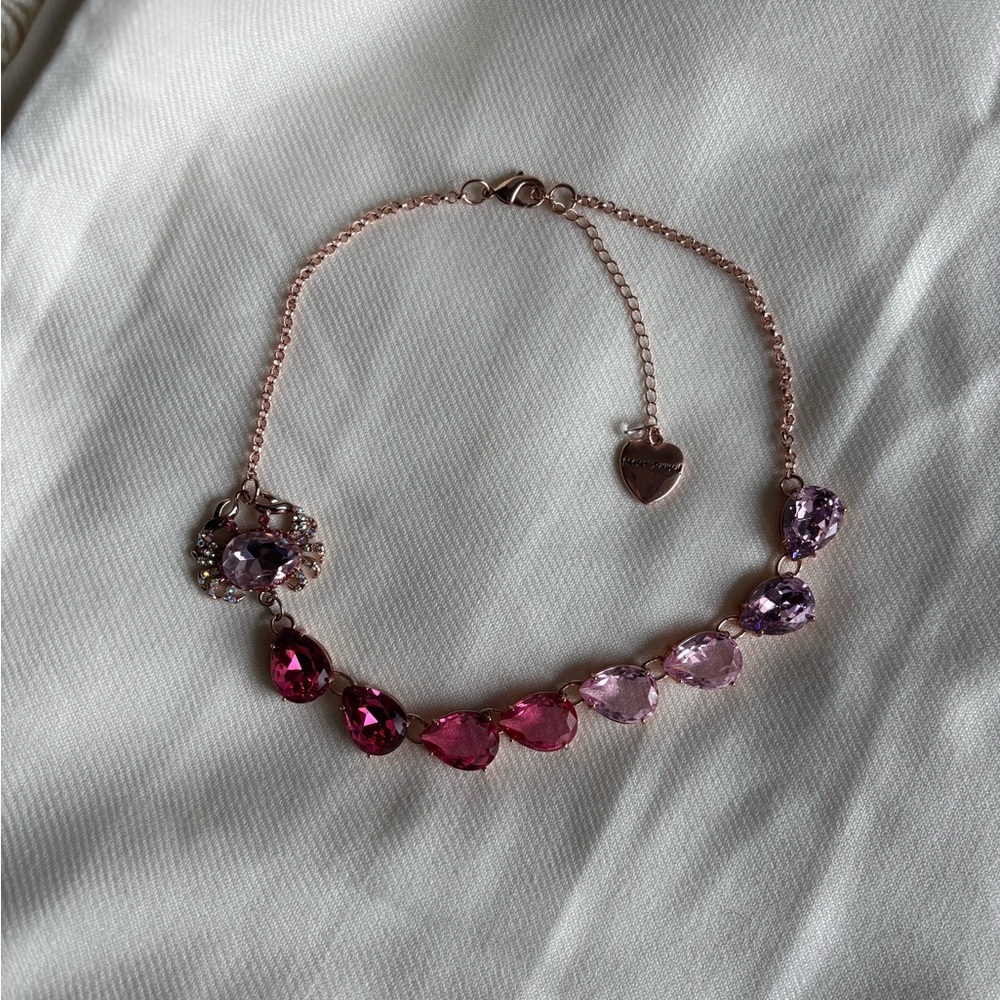 Betsey Johnson Pink Rhinestone Necklace (with cute crab accent)